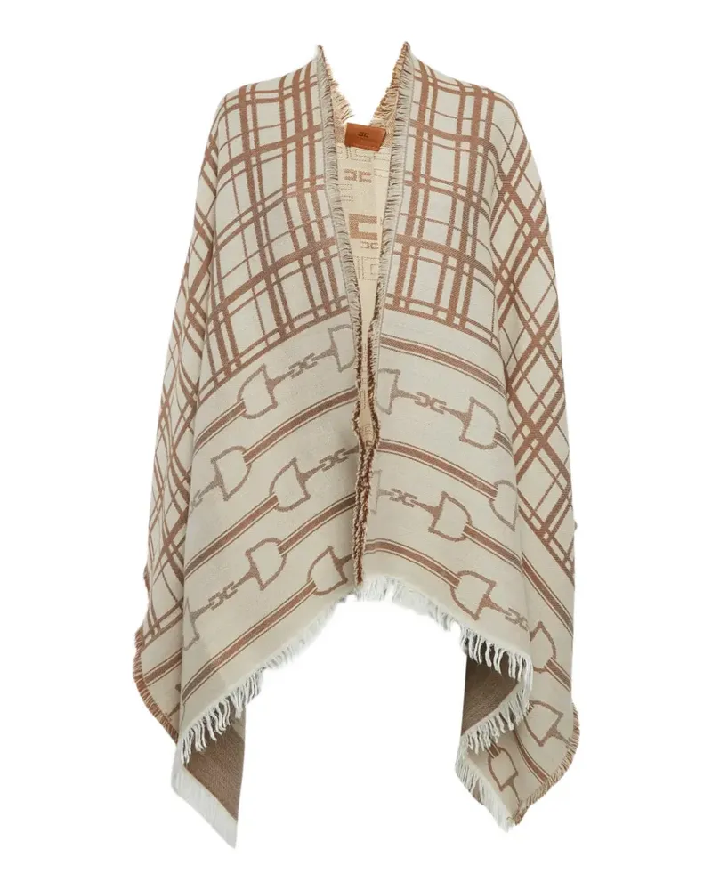 Elisabetta Franchi Monogram jacquard cape - Nude Nude