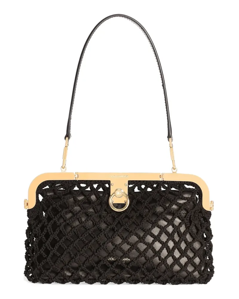 Dolce & Gabbana Amanda handbag in mesh and palmellato calfskin - Schwarz Schwarz