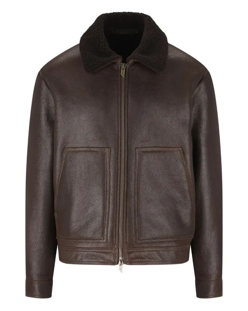 Salvatore Santoro Lederjacke mit Shearling-Kragen - Braun Braun