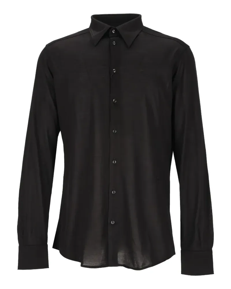 Dolce & Gabbana Martini Hemd aus meliertem Jersey - Schwarz Schwarz