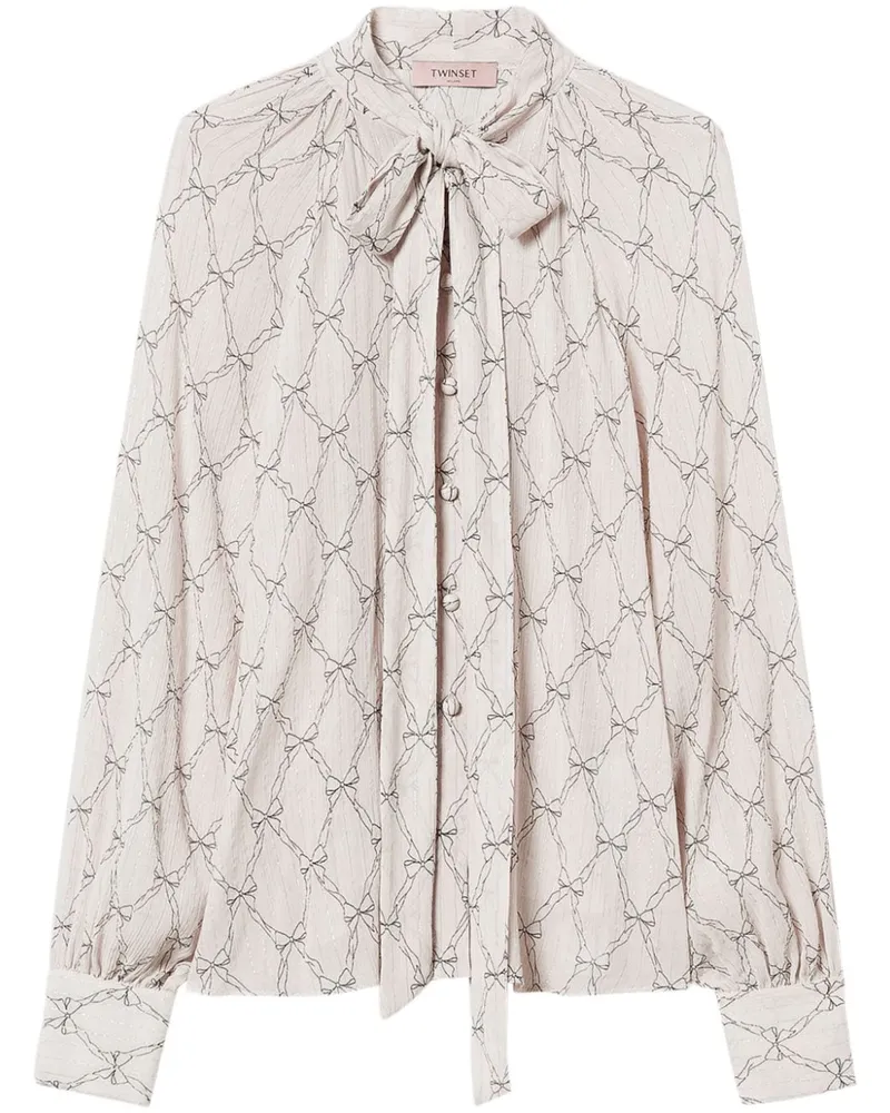 Twin-Set Bluse mit grafischem Print - Nude Nude