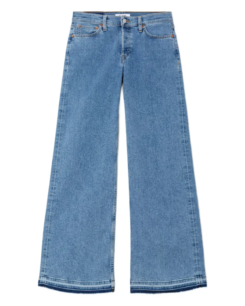 RE/DONE Halbhohe Jeans mit ausgefranstem Saum - Blau Blau