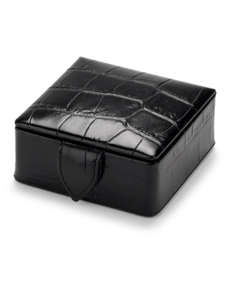 Aspinal of London Lederbox mit Kroko-Optik - Schwarz Schwarz