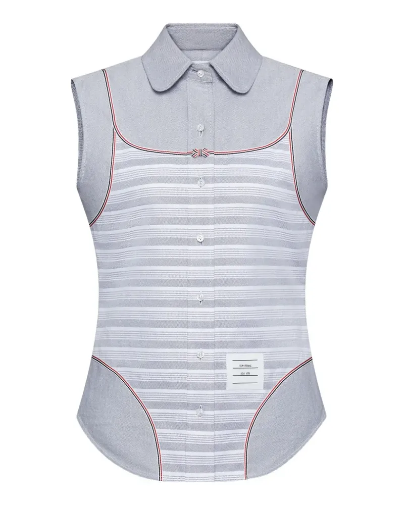 Thom Browne Ärmelloses Hemd mit Streifen - Grau Grau