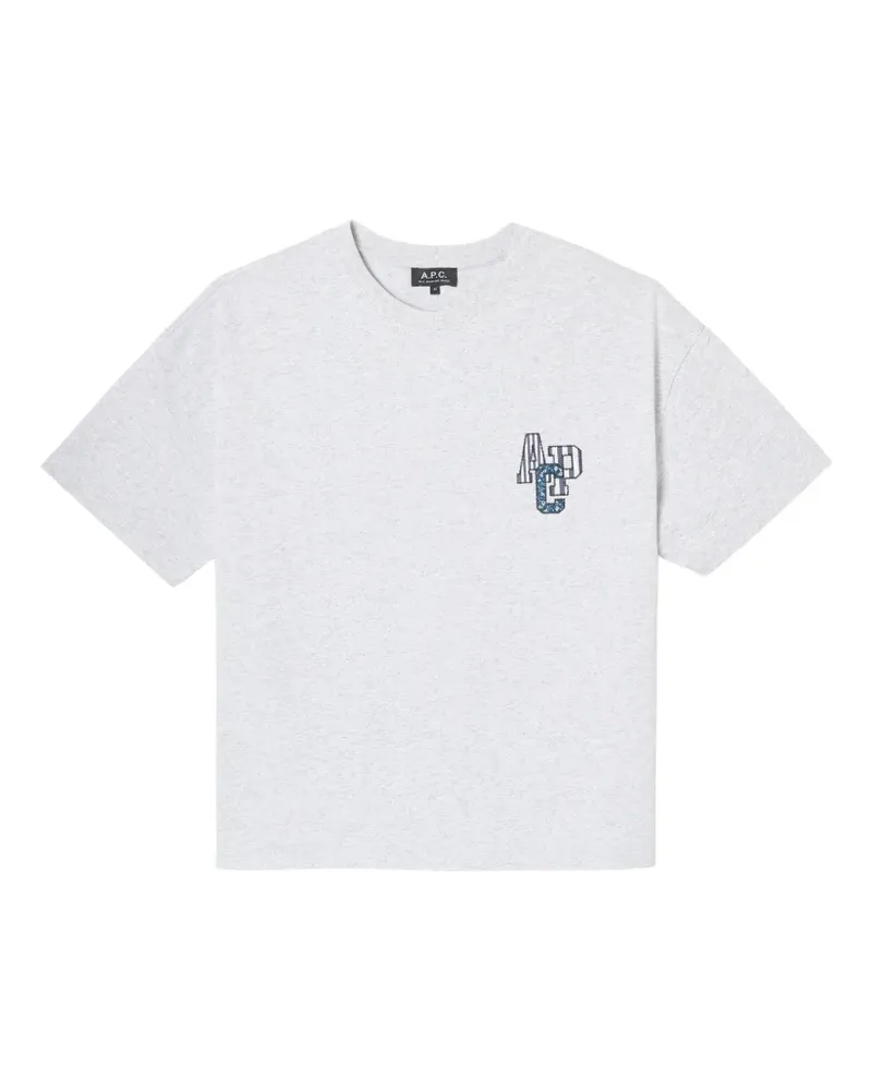 A.P.C. T-Shirt mit Logo-Stickerei - Grau Grau