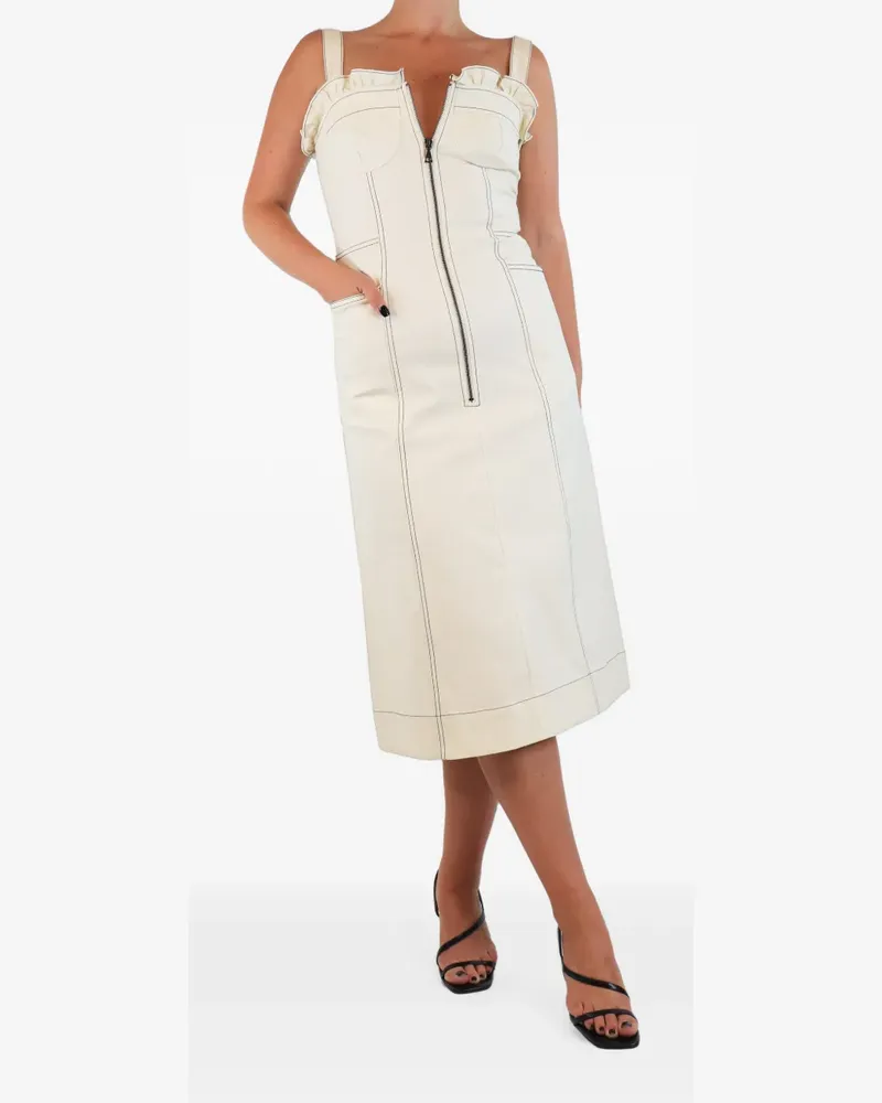 Sea contrast-stitched ruffled midi dress - Nude Nude