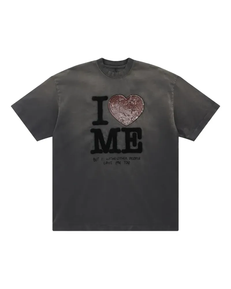Doublet T-Shirt mit Paillettenherz - Grau Grau