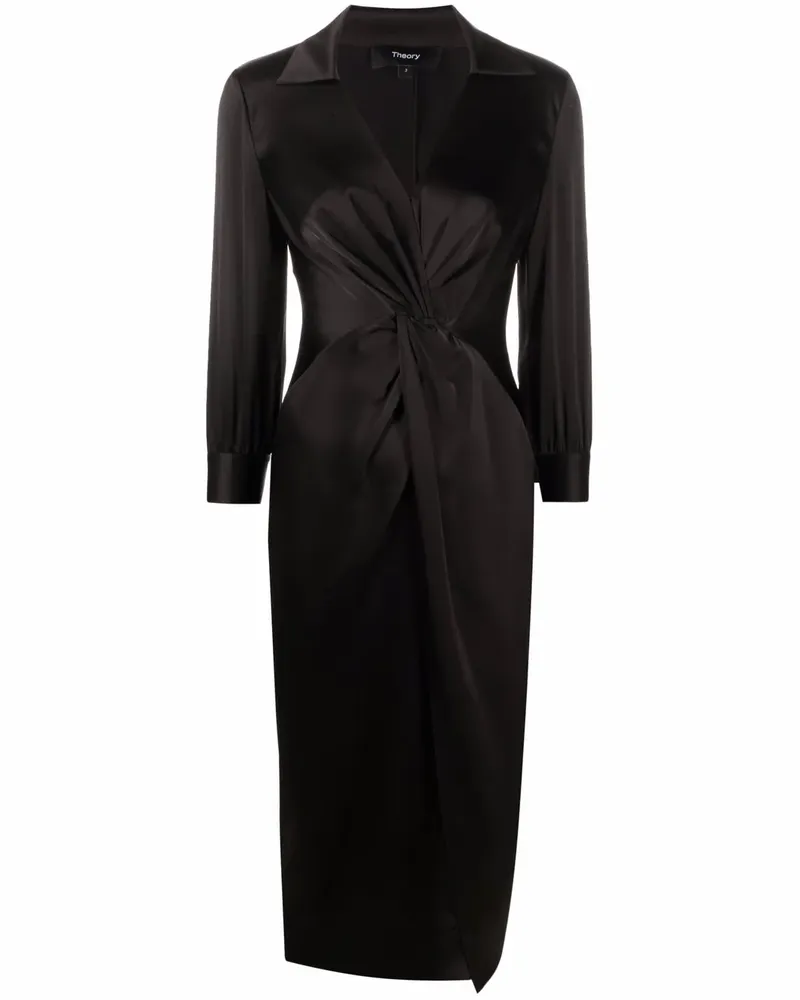 Theory Hemdkleid mit Raffung - Schwarz Schwarz
