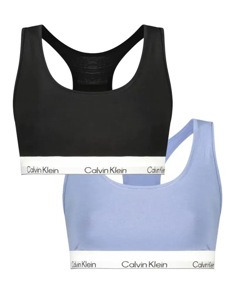 Calvin Klein Racerback-Bralettes mit Logo-Streifen (2er-Set) - Schwarz Schwarz