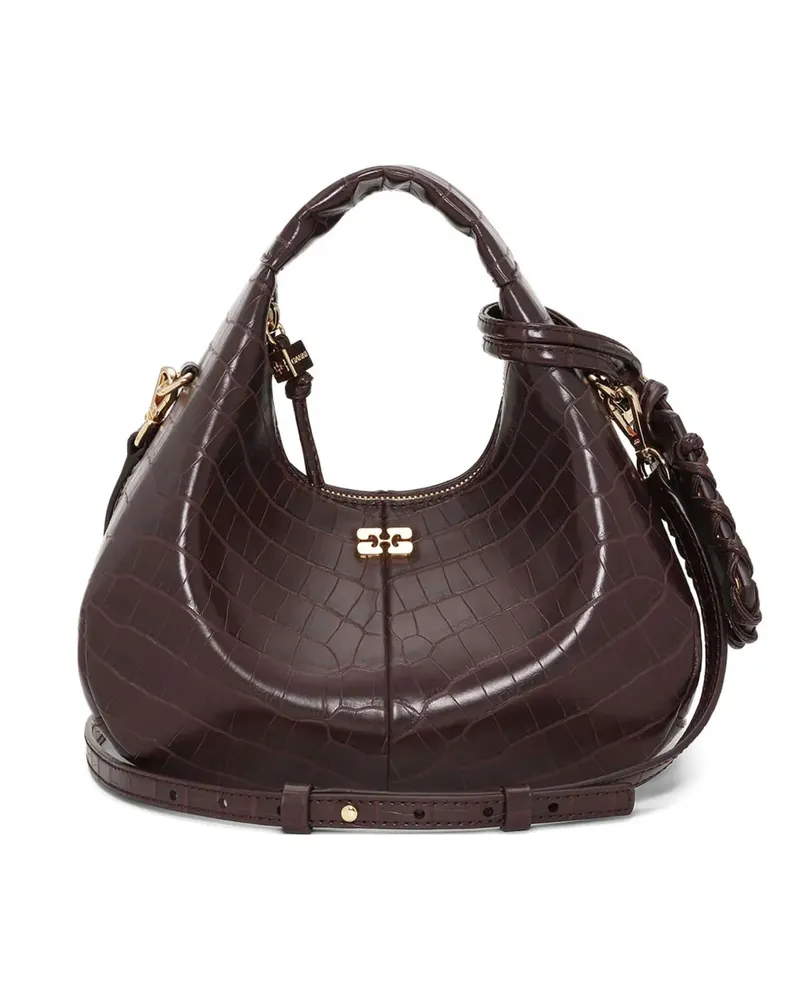 Ganni Mini Tote Bag mit Kroko-Optik - Braun Braun