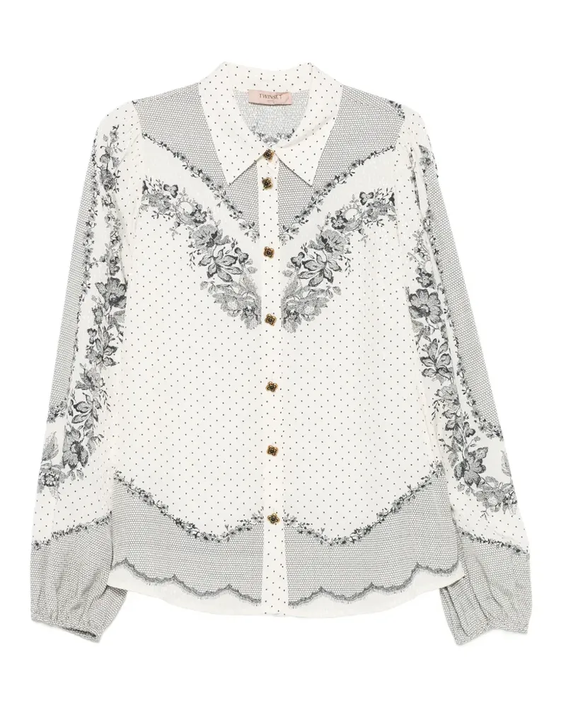 Twin-Set floral-print polka-dot shirt - Nude Nude