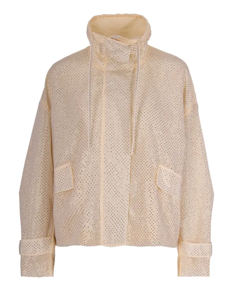 Pinko drawstring-neck rhinestone-embellished jacket - Nude Nude