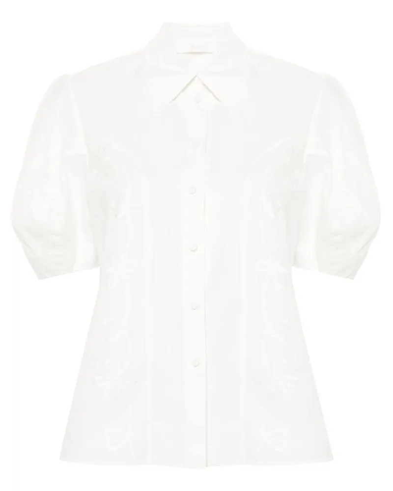Chloé Popeline-Hemd mit Stickerei Weiß