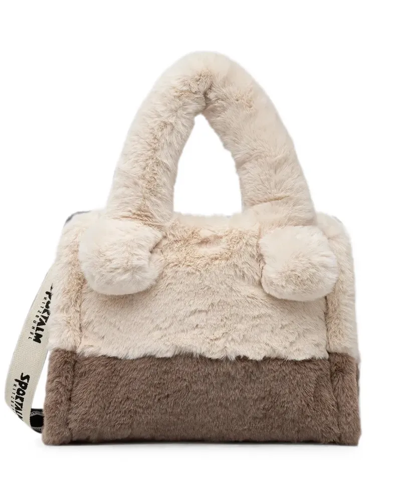 Sportalm faux-fur logo-strap tote bag - Nude Nude