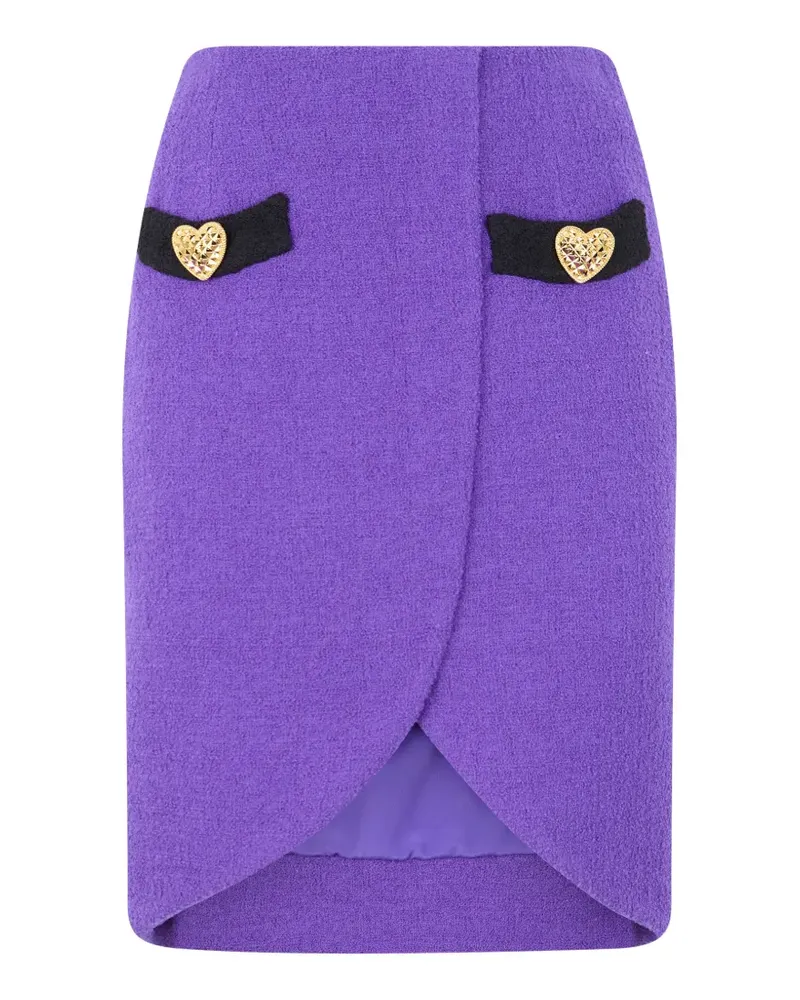 Moschino Minirock in Wickeloptik mit Herzverzierung - Violett Violett