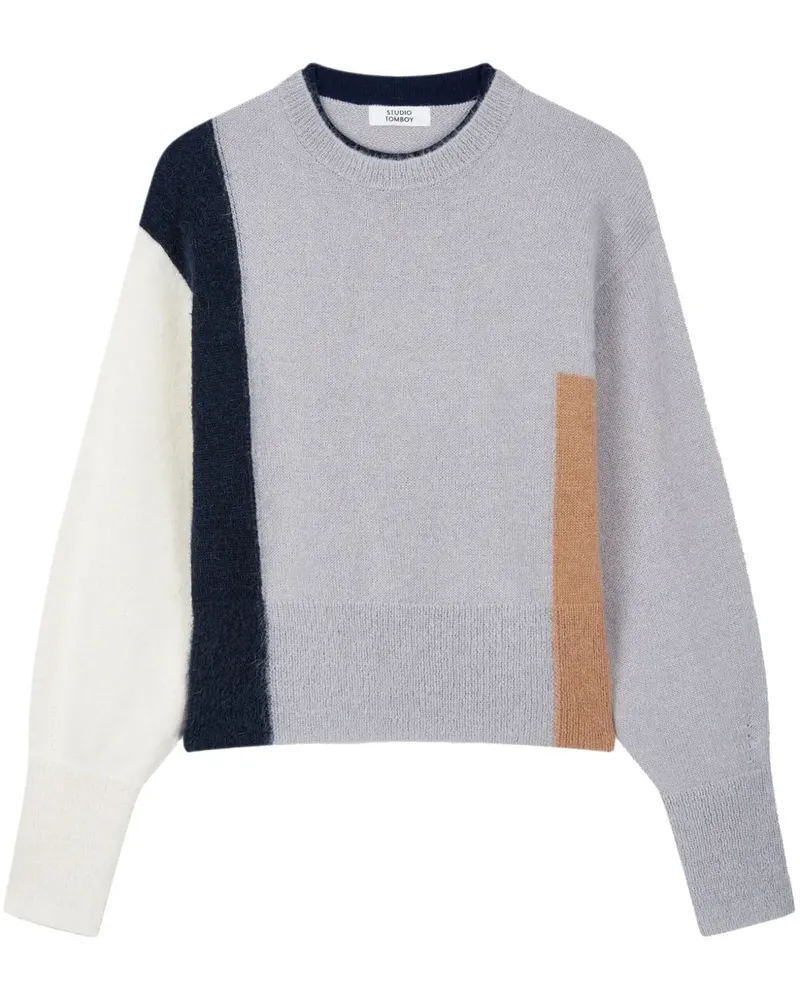 STUDIO TOMBOY Pullover in Colour-Block-Optik - Grau Grau