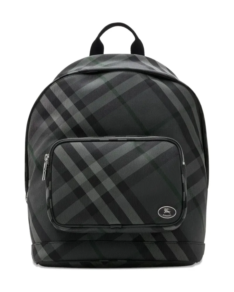 Burberry Karierter Rucksack mit Knight-Schild - Schwarz Schwarz