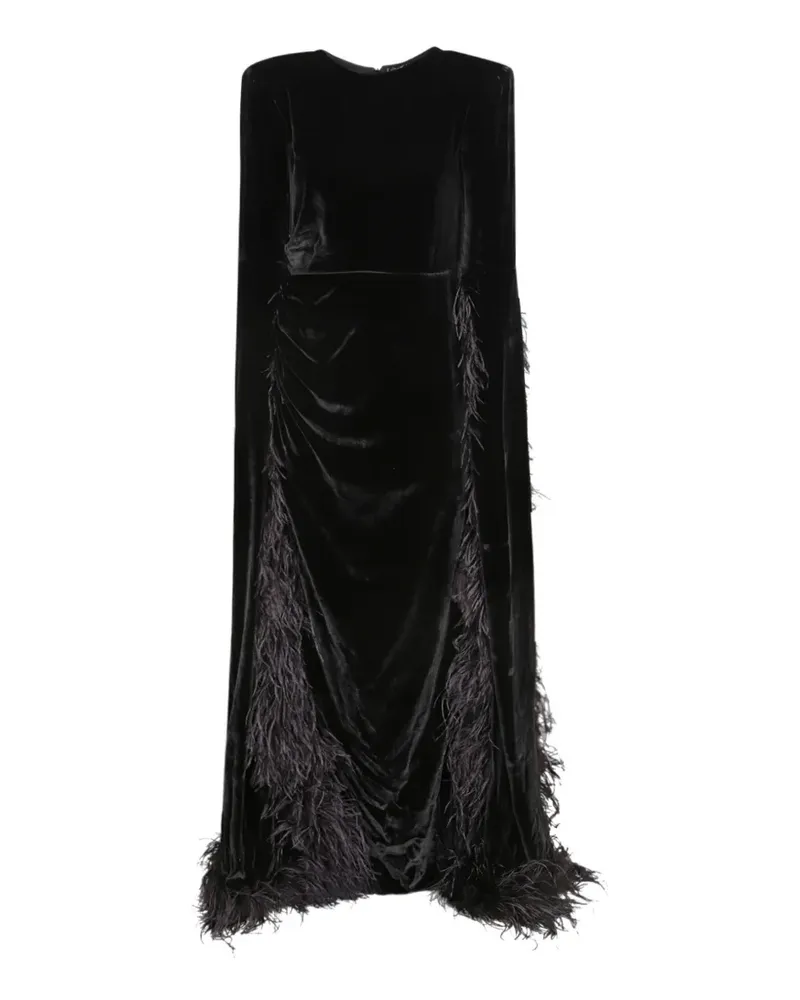 Amen feather-trim velvet dress - Schwarz Schwarz