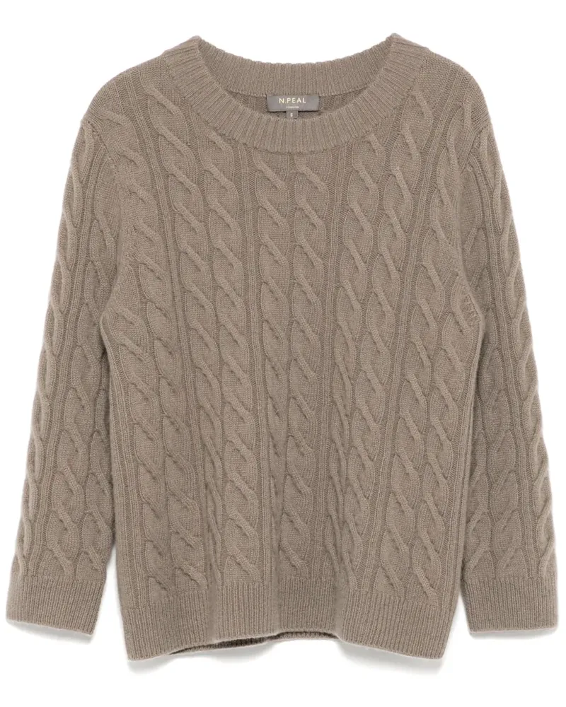 N.Peal Emilia Cable Pullover mit rundem Ausschnitt - Braun Braun