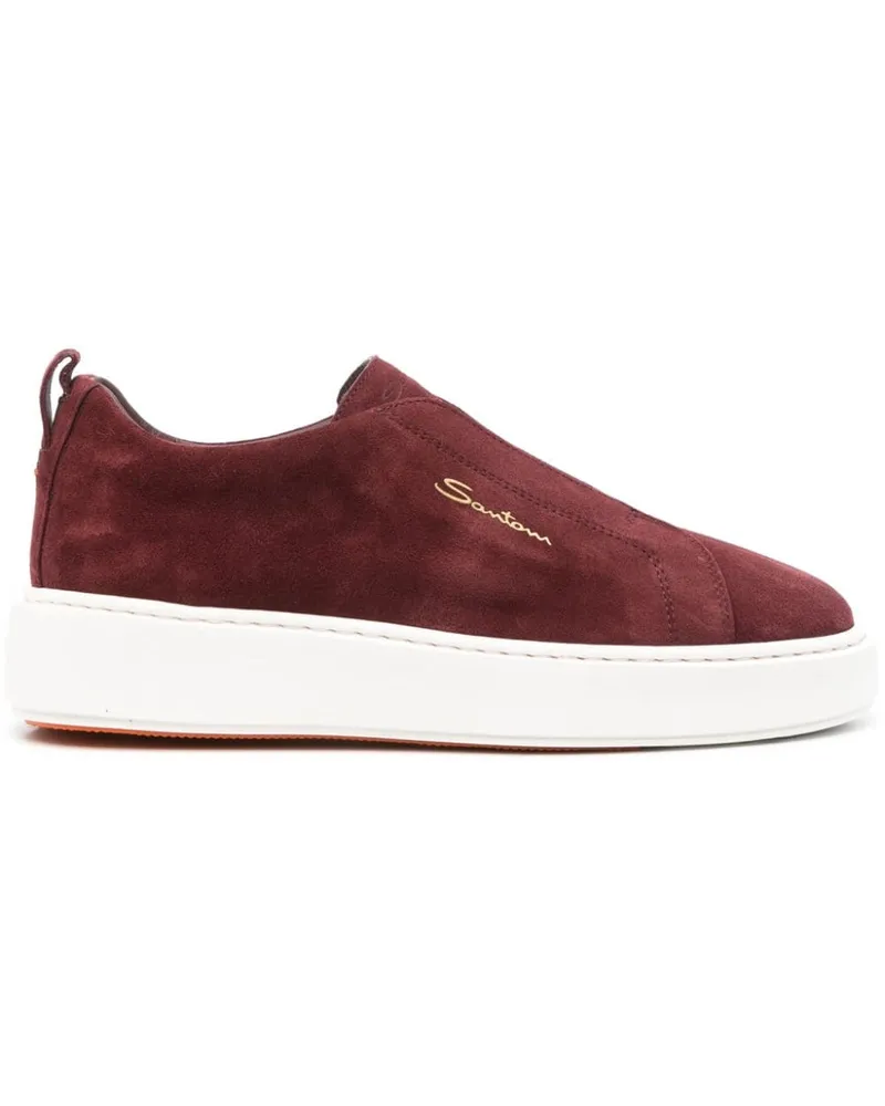 Santoni Slip-On-Sneakers aus Wildleder - Rot Rot