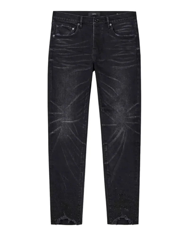 PURPLE BRAND crystal-embellished sharkbite-hem jeans - Schwarz Schwarz