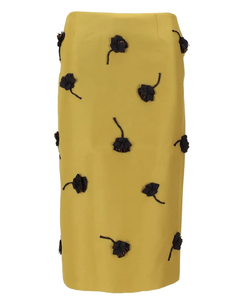 SHUSHU/TONG floral-appliqué midi skirt - Grün Grün