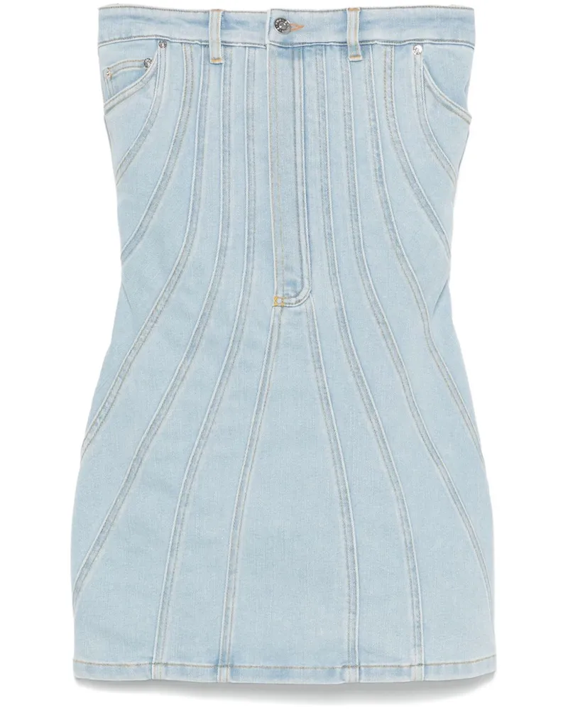 Thierry Mugler Schulterfreies Jeans-Minikleid - Blau Blau