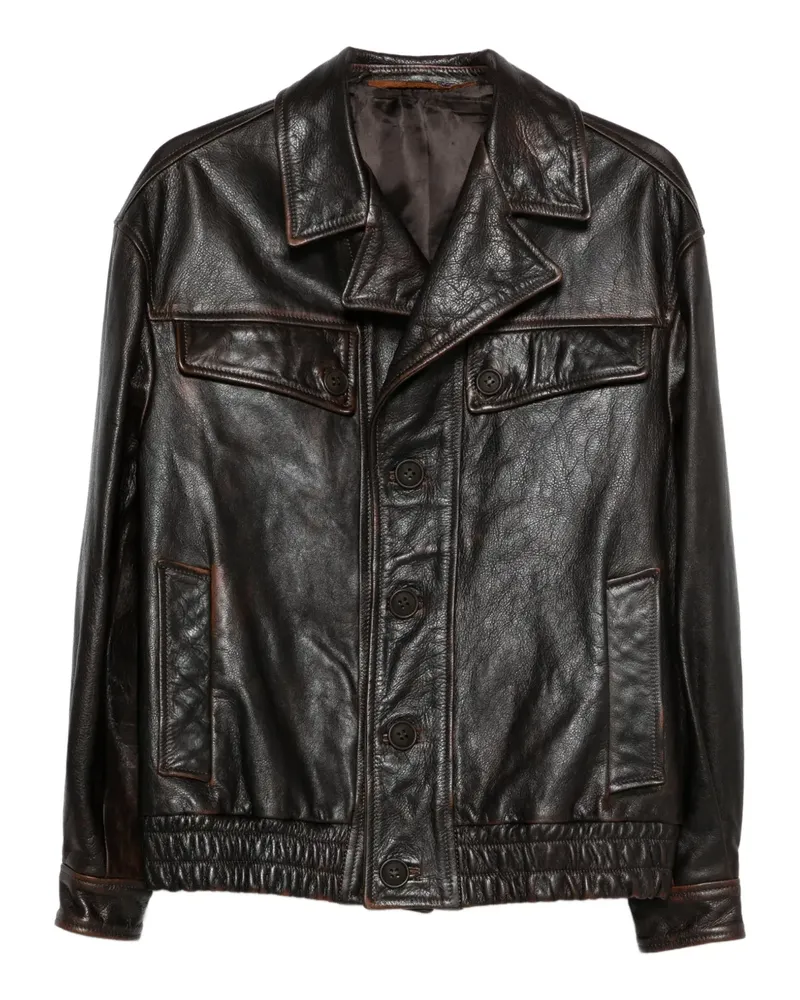 Salvatore Santoro flap-pocket leather jacket - Braun Braun