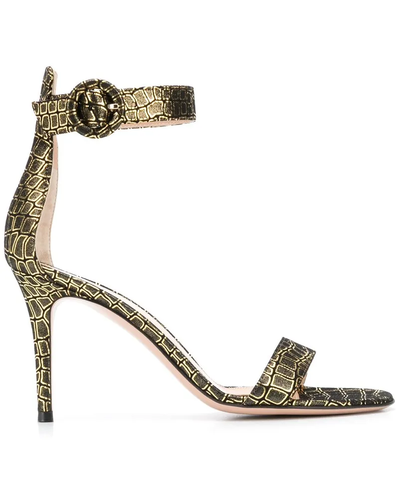 Gianvito Rossi Sandalen im Metallic-Look - Schwarz Schwarz