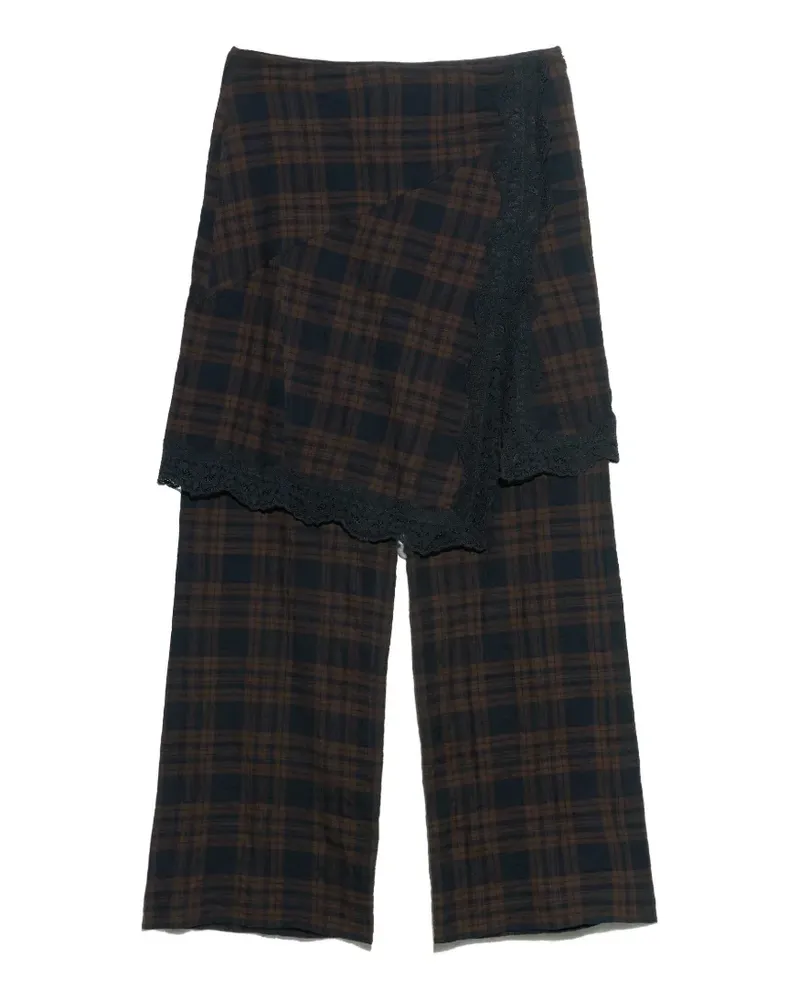 BIMBA Y LOLA Karierter Rock mit Spitzenbesatz - Braun Braun