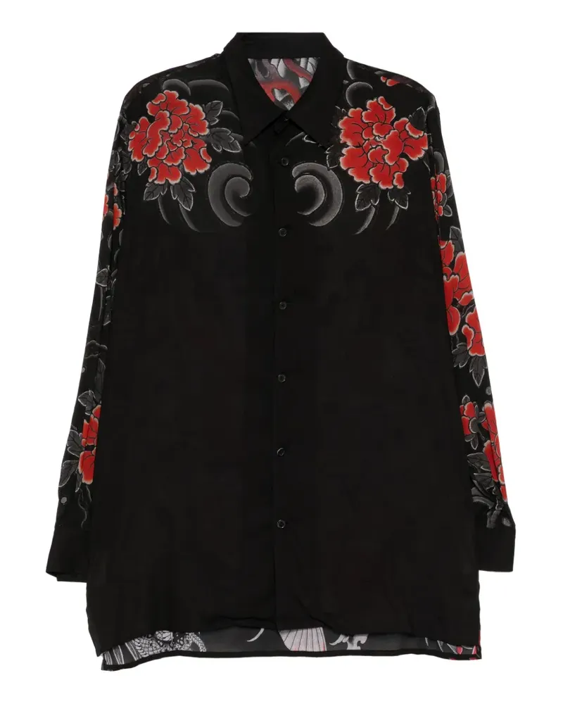 Yohji Yamamoto x Ryu Ga Gotoku Studio Hemd mit Print - Schwarz Schwarz