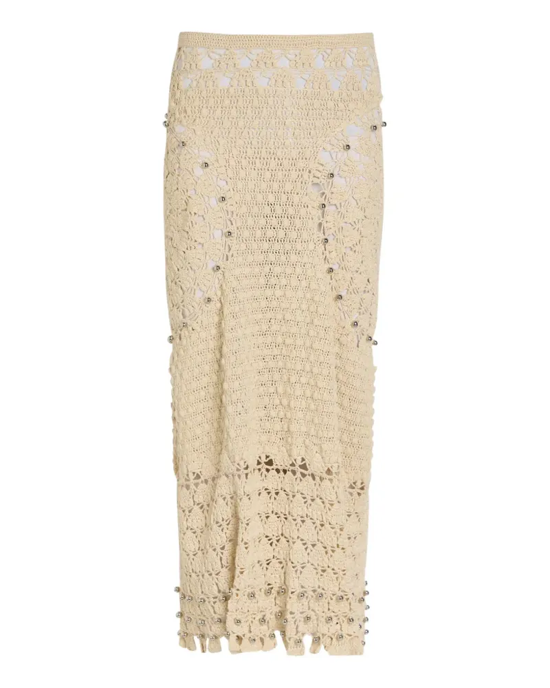 Paco Rabanne bead-embellished crochet maxi skirt - Nude Nude