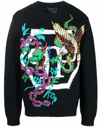 Philipp Plein Pullover mit Intarsienmuster Schwarz