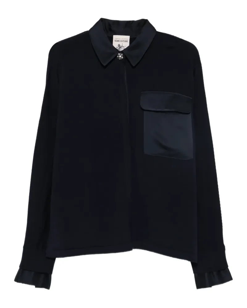 Semicouture Laetitia Cardigan mit aufgesetzten Taschen - Blau Blau