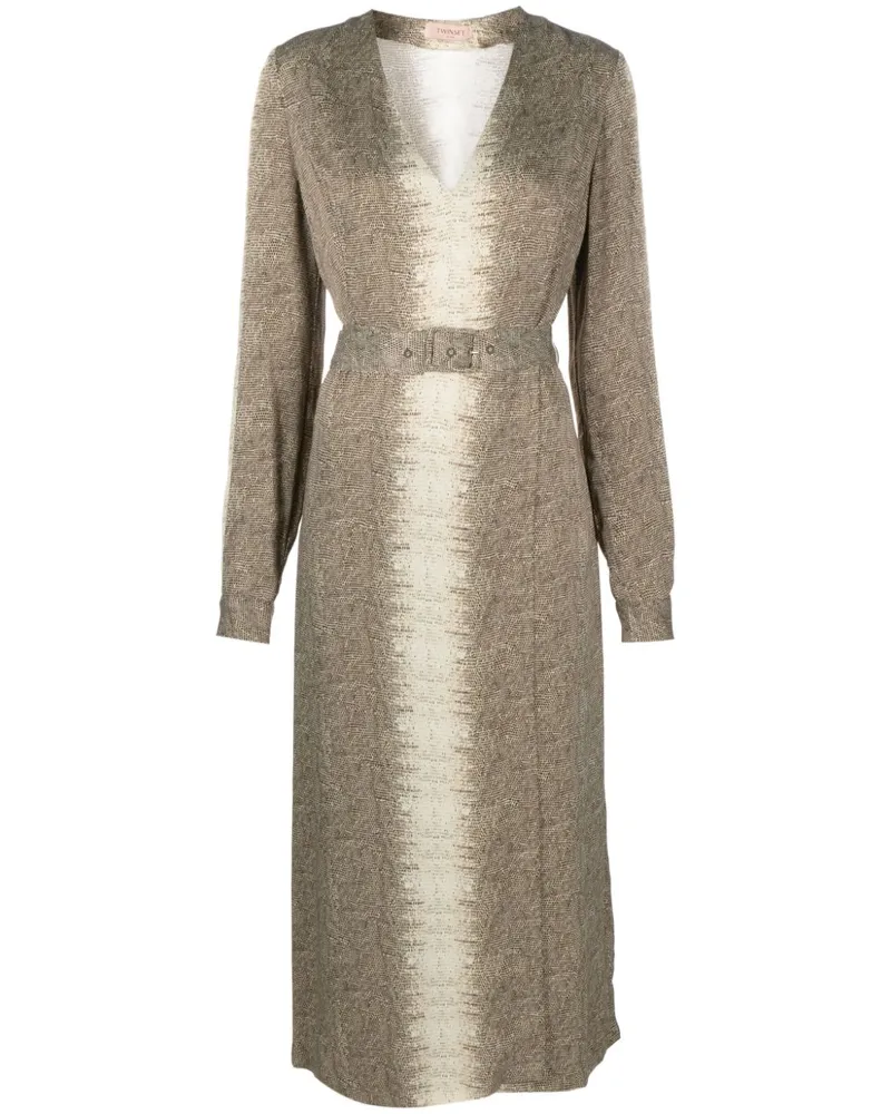 Twin-Set Midikleid mit Eidechsen-Print - Nude Nude