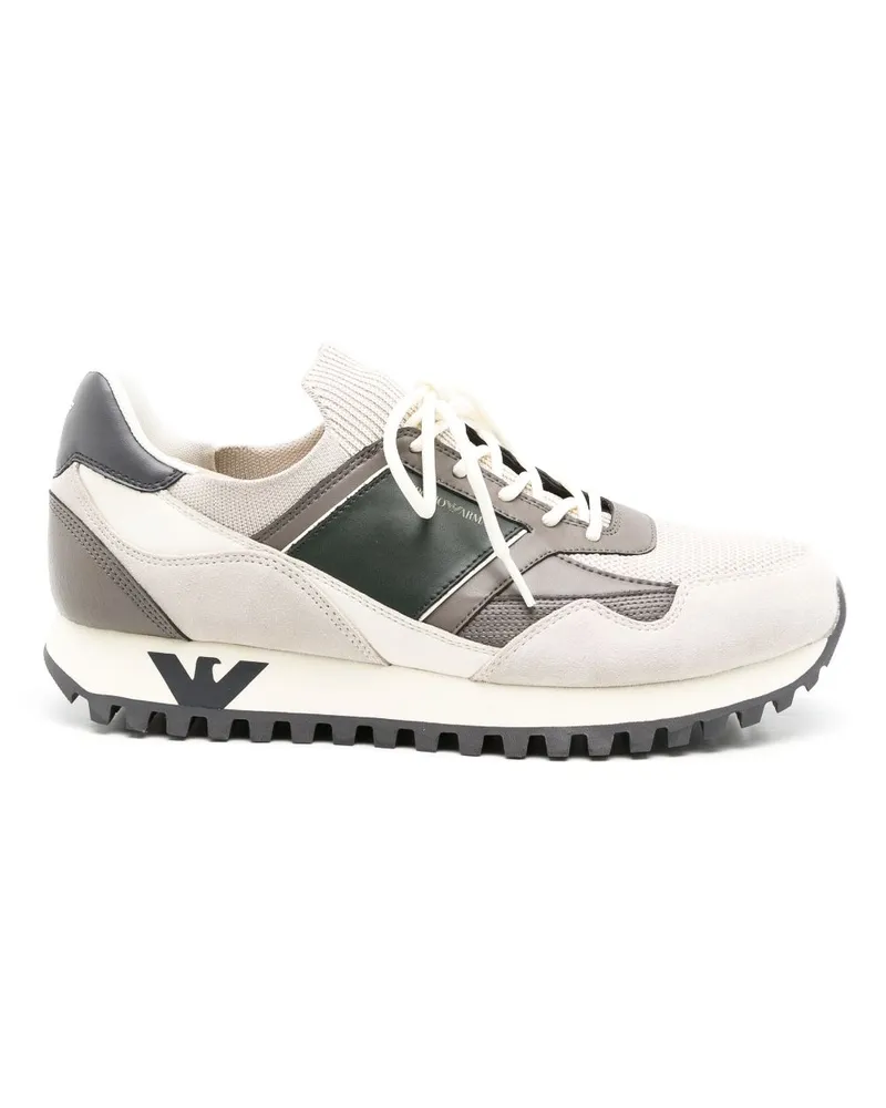 Emporio Armani colour-block logo-print sneakers Nude