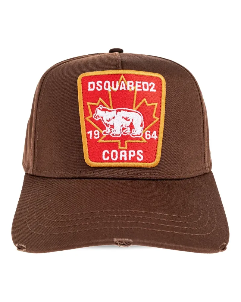 Dsquared2 Baseballkappe mit Bären-Ahornblatt-Patch - Braun Braun