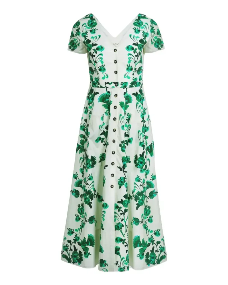 Saloni Zoey floral-print midi dress - Weiß Weiß