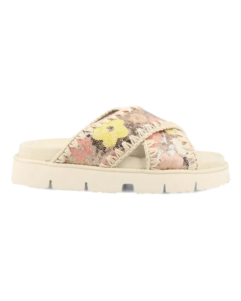 Mou sequin-embellished flat sandals - Nude Nude