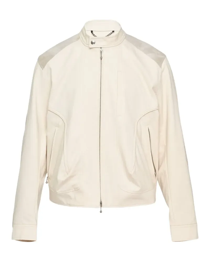 JiyongKim sun-bleached biker jacket - Nude Nude