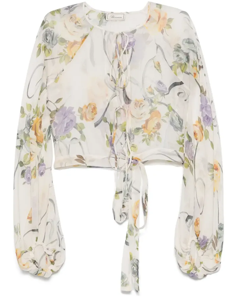 Blumarine Bluse mit Print - Weiß Weiß