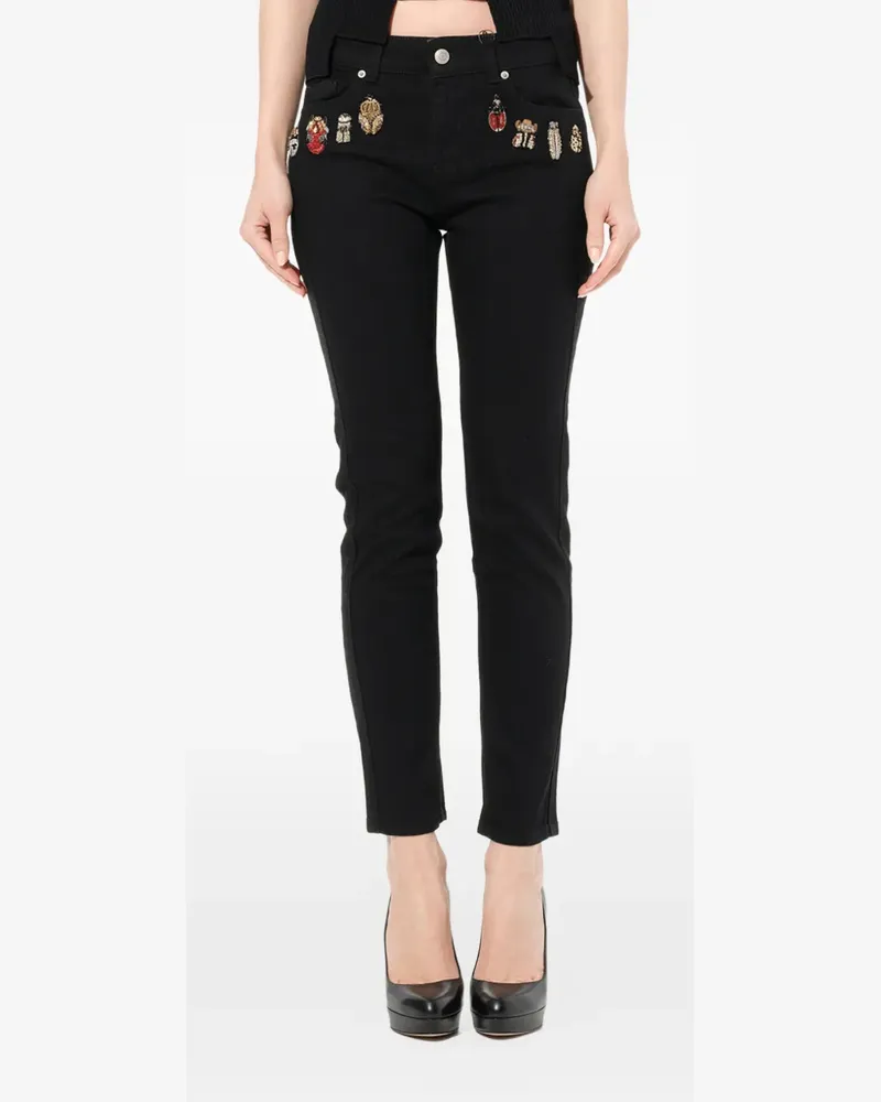 Alexander McQueen Bestickte Skinny-Jeans - Schwarz Schwarz