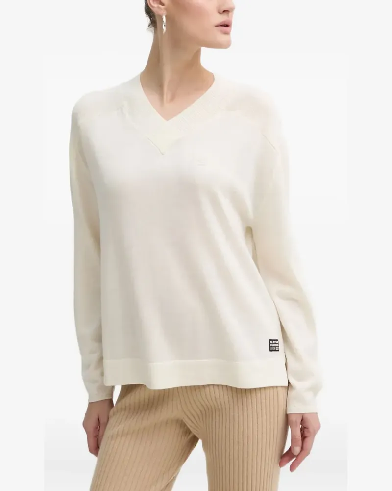 G-STAR RAW v-neck long-sleeve sweater - Weiß Weiß