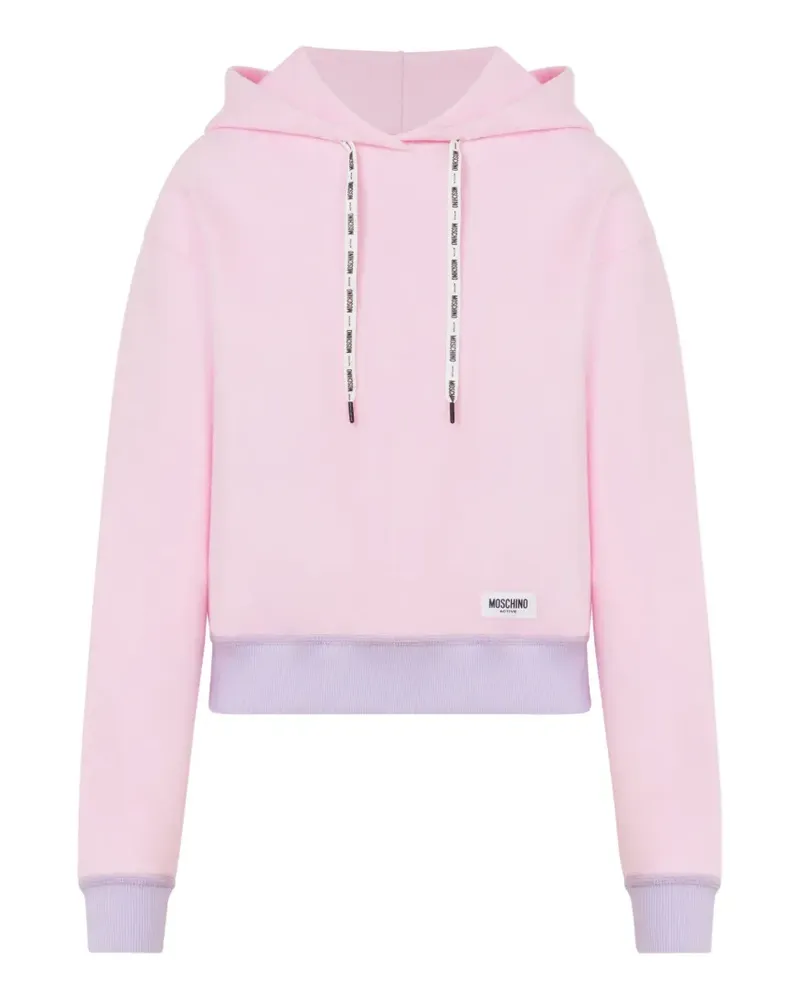 Moschino logo-patch drawstring hoodie - Rosa Rosa