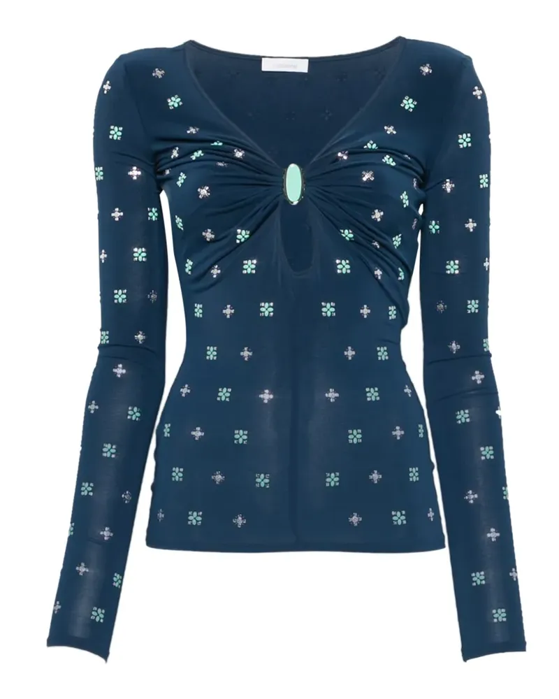 Paco Rabanne T-Shirt mit Schlüssellochausschnitt - Blau Blau