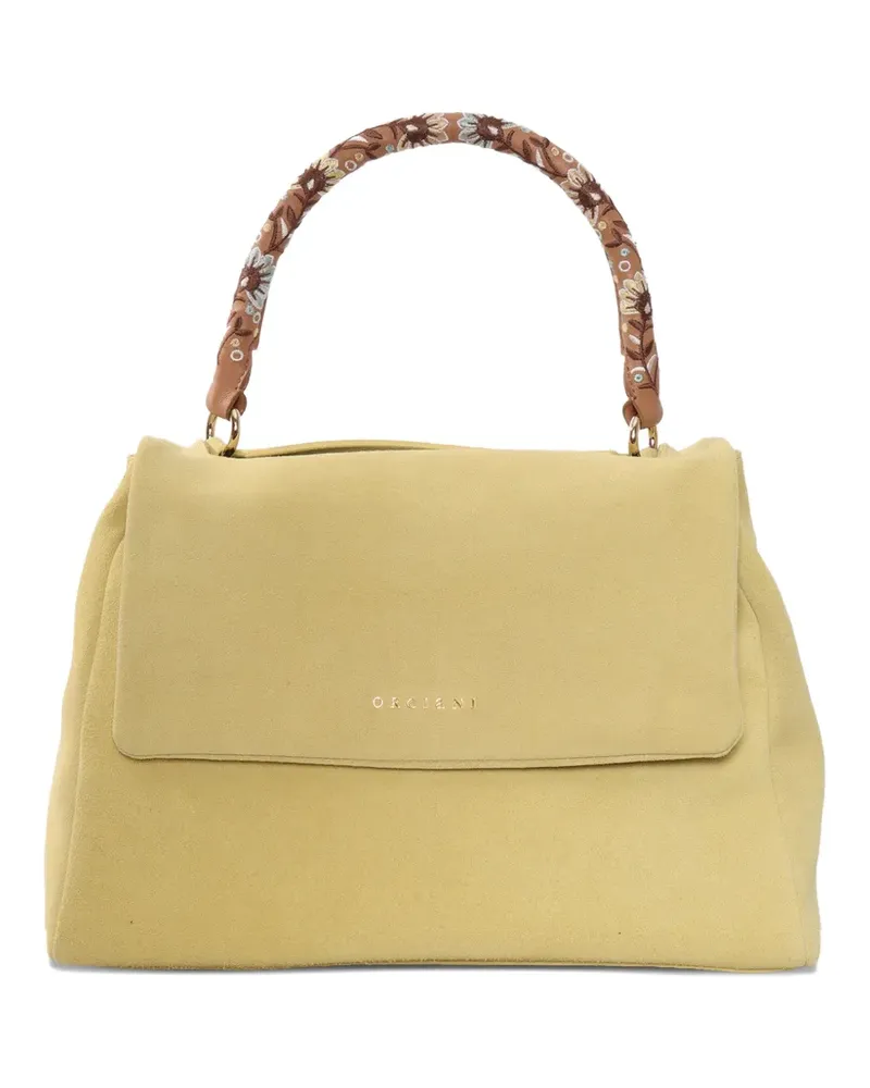 Orciani Tote Bag mit Blumenhenkel - Gelb Gelb