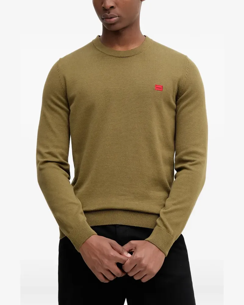 HUGO BOSS Pullover mit Logo-Patch - Grün Grün