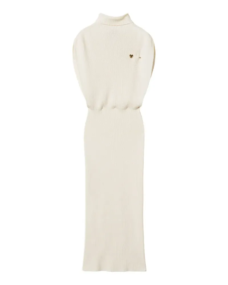Twin-Set Langes Strickkleid mit Brosche - Nude Nude