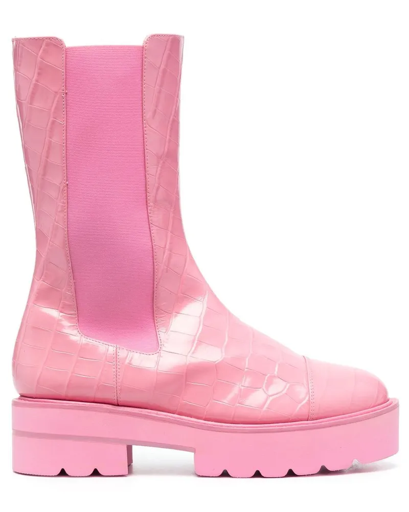 Stuart Weitzman Stiefel mit Kroko-Effekt - Rosa Rosa