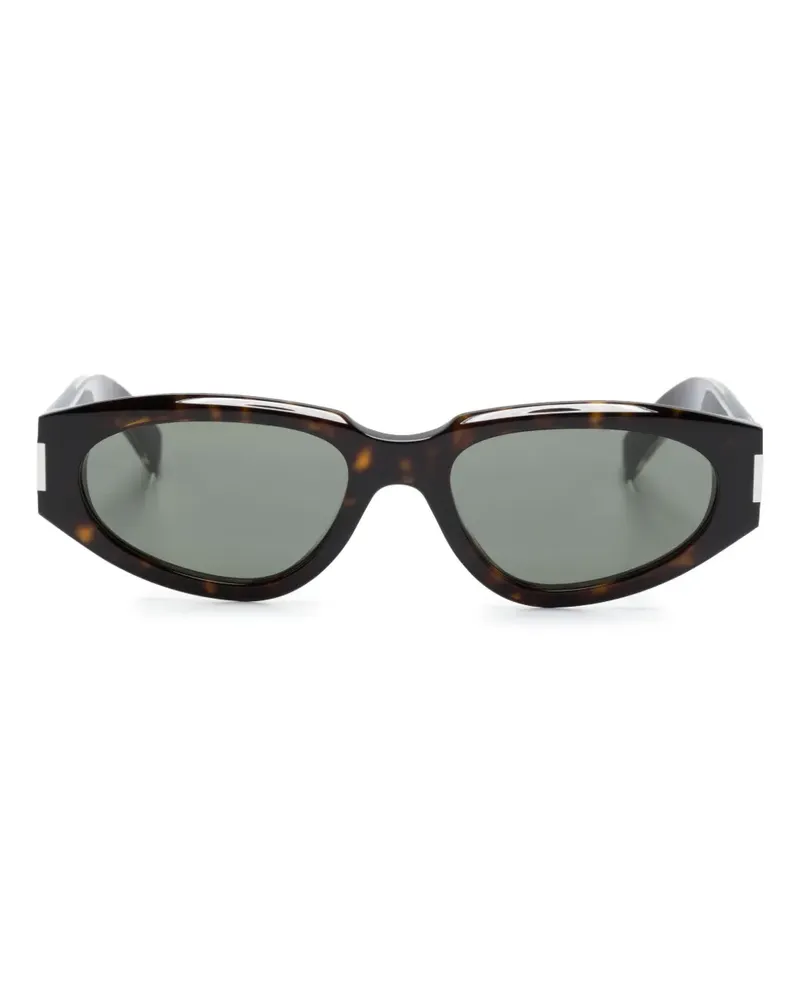 Saint Laurent Ovale Sonnenbrille in Schildpattoptik - Braun Braun